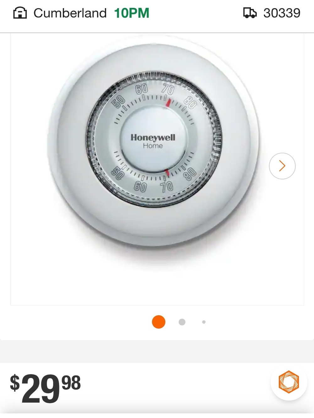 Honeywell Home Round Analog Thermostat - White